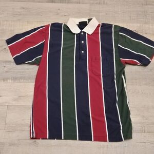 Vintage 90's Jantzen Striped Short Sleeve Polo Shirt Preppy Men's L